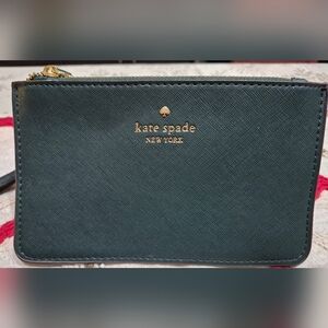 Kate Spade Dark Green Wristlet with Gold Accents